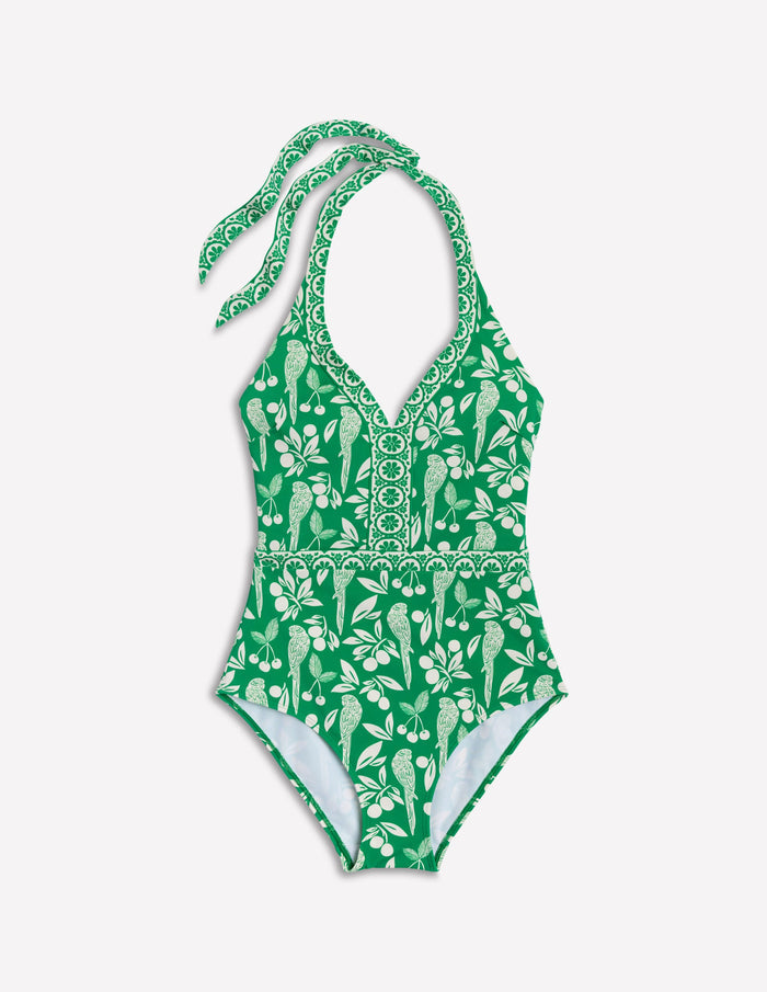 Ios V Panel Swimsuit Rich Emerald, Ornate Tropics