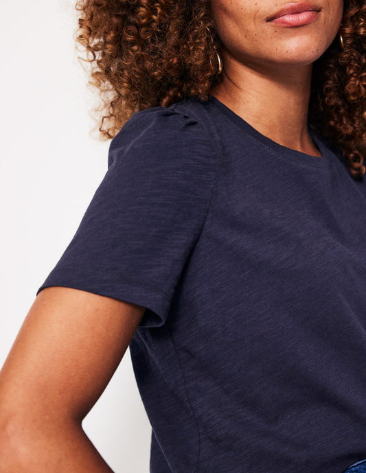 Cotton Puff Sleeve T-Shirt Navy