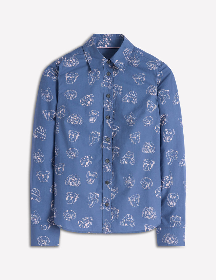 Sienna Cotton Shirt Blue, Multi Dogs
