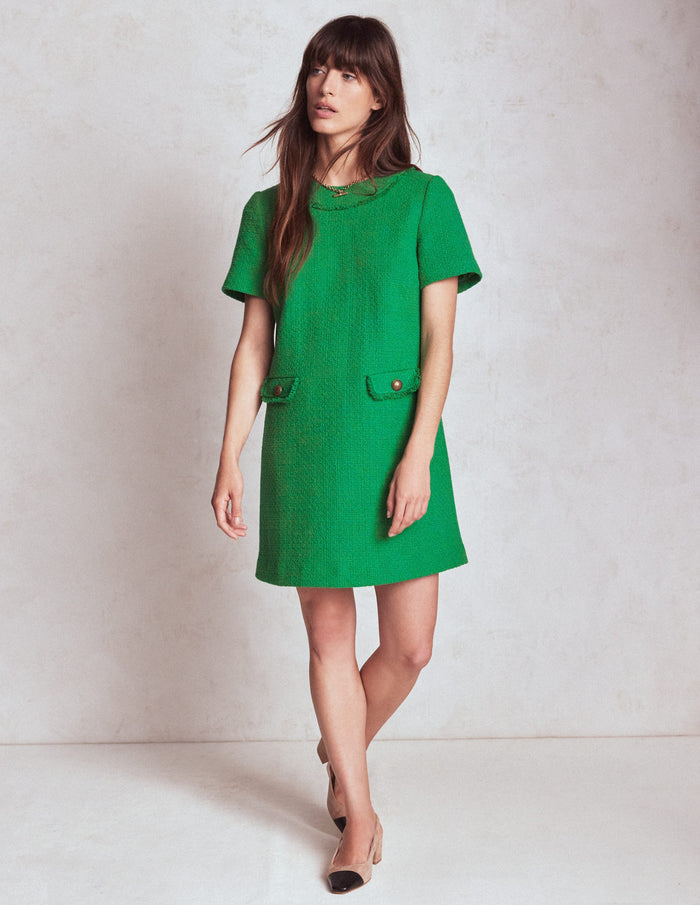 Evita Cotton Shift Dress Rich Emerald