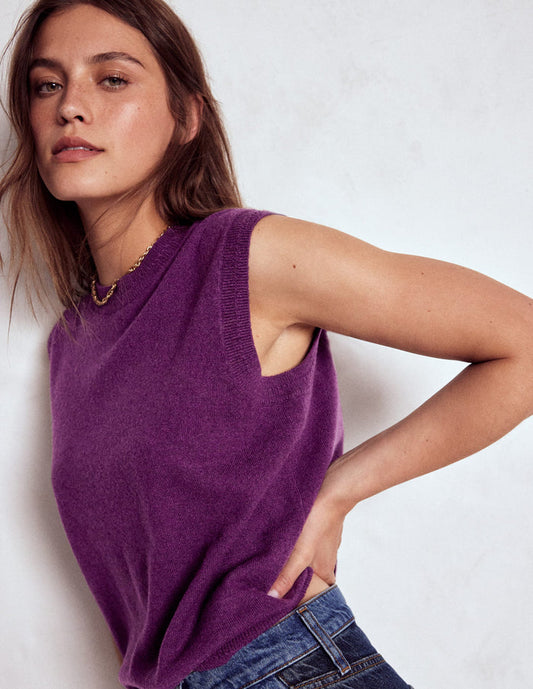 Eva Cashmere Vest Plum Melange
