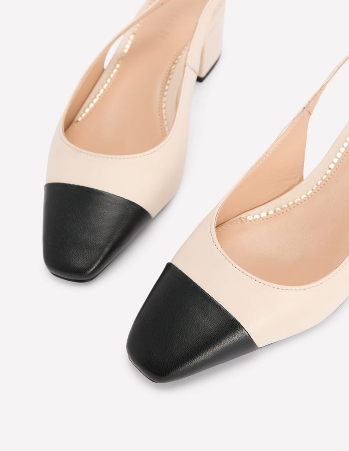 Ailsa Block Heel Slingbacks Ecru