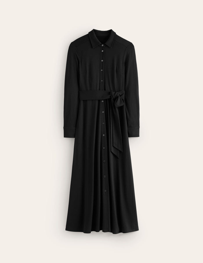 Marcia Jersey Shirt Dress Black