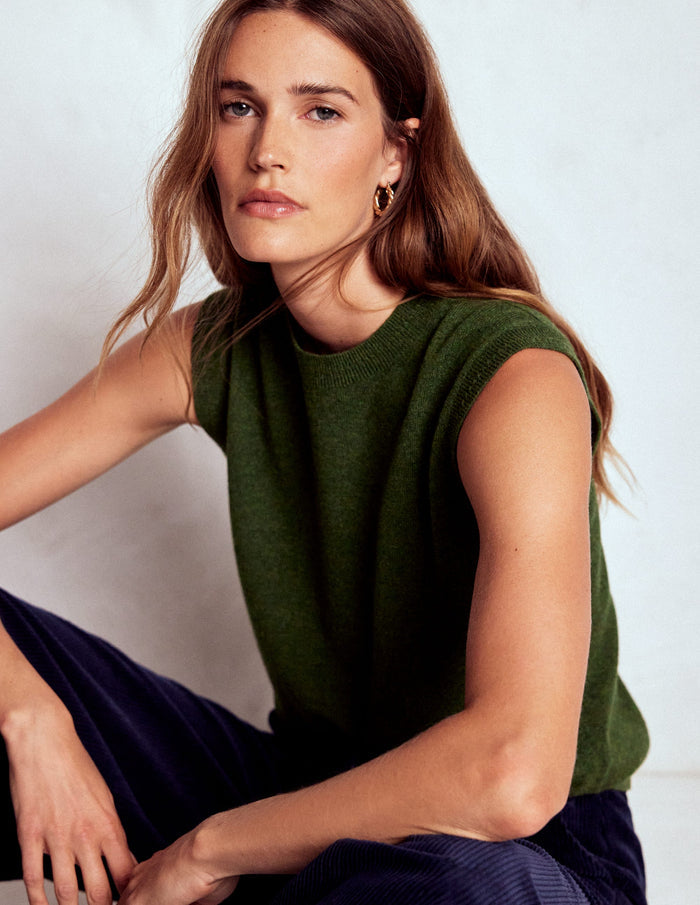 Eva Cashmere Vest Kale Leaf Melange