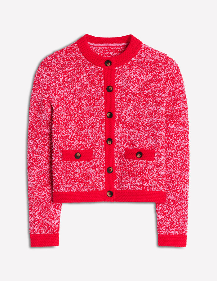 Libby Knitted Jacket Pink Ribbon/ Poppy Red