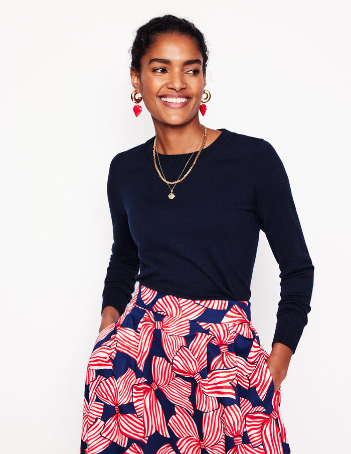 Emilia Cotton Crew Sweater Navy