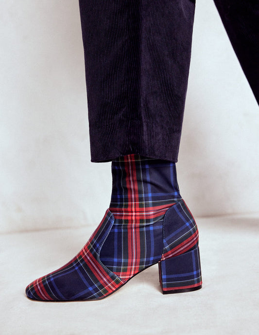 Stretch Ankle Boots Tartan