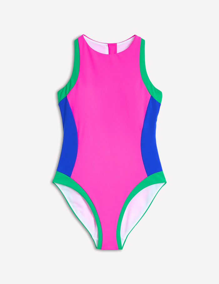 Piped Sporty Swimsuit Colbolt Colourblock