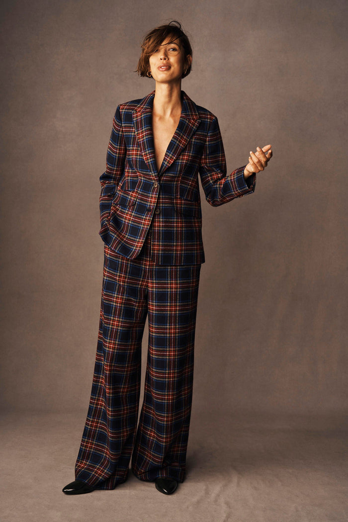 Belgravia Wool Pants Navy, Green and Red Check