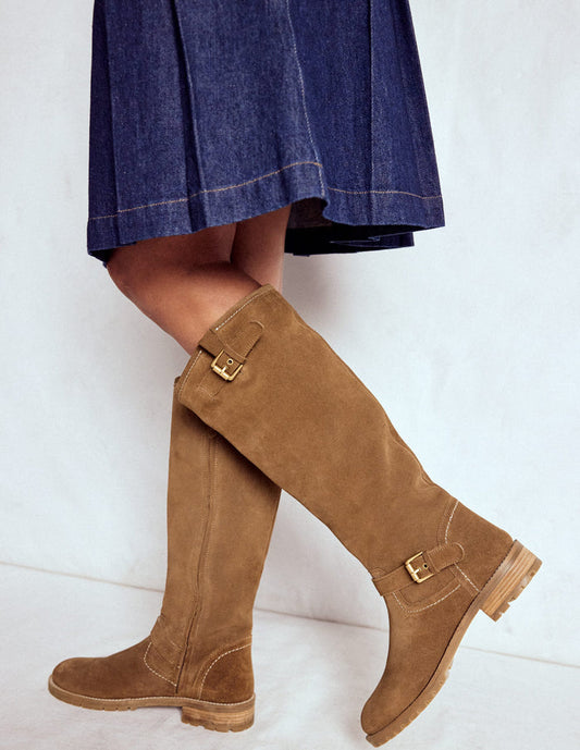 Buckle Knee High Boots Coconut
