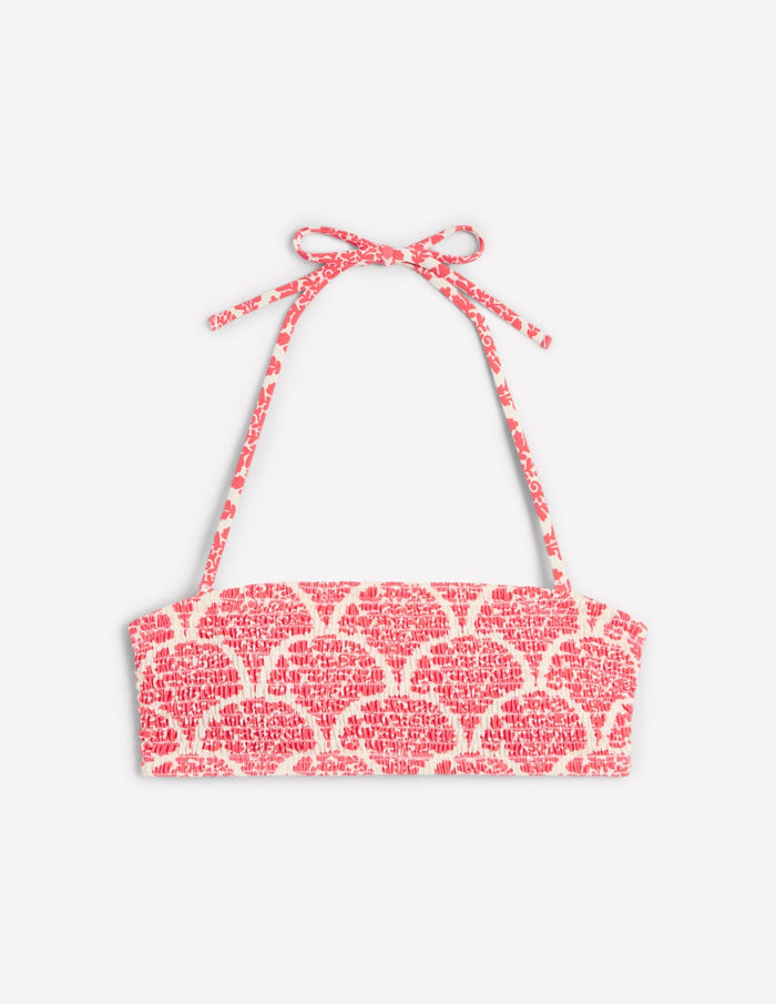 Milos Smocked Bikini Top Jam Red, Blossomy
