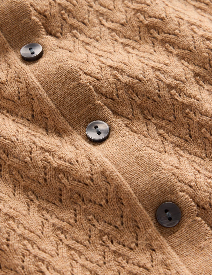 Diane Pointelle Cardigan Camel Melange