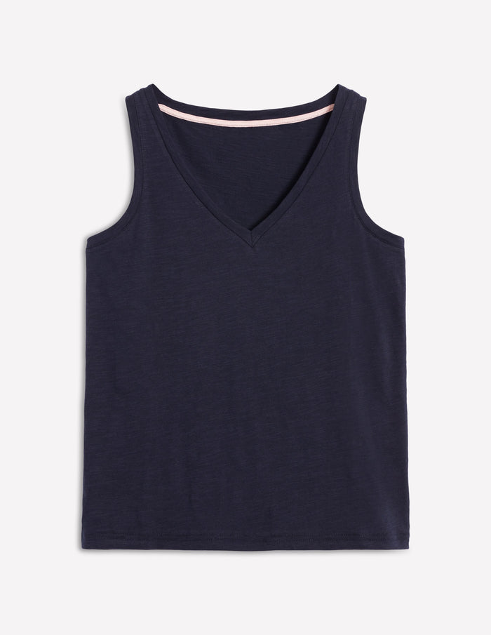 Regular V-Neck Slub Tank Navy