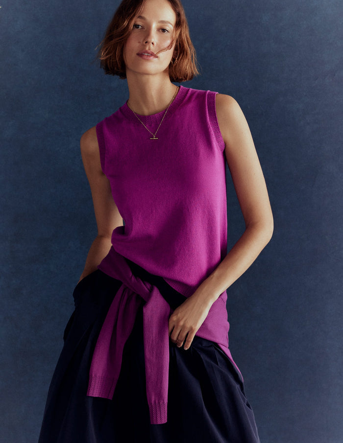 Emilia Cotton Crew Neck Vest Regal Purple