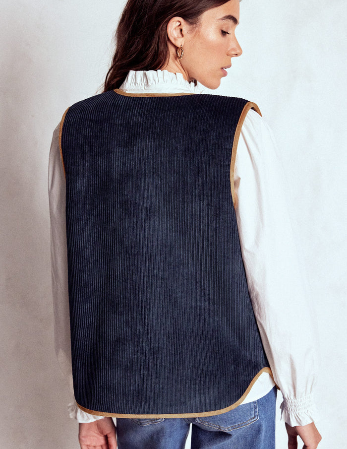 Clerkenwell Reversible Gilet Navy, Leopard