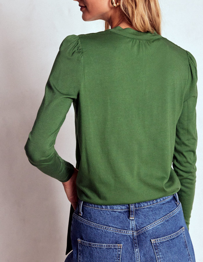 Tie Neck Supersoft Top Hunter Green