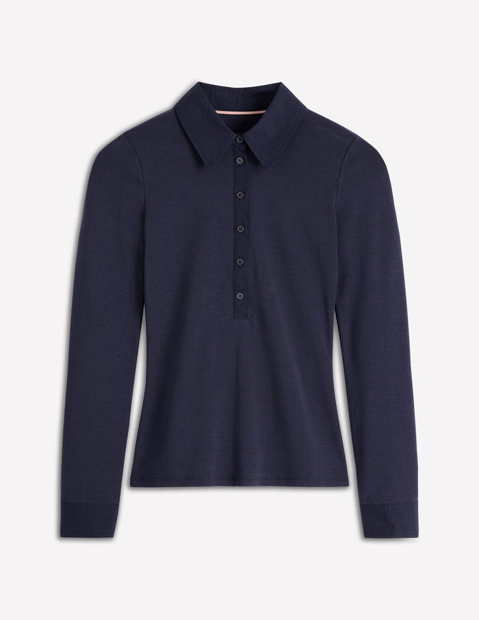 Collared Placket Jersey Shirt Navy