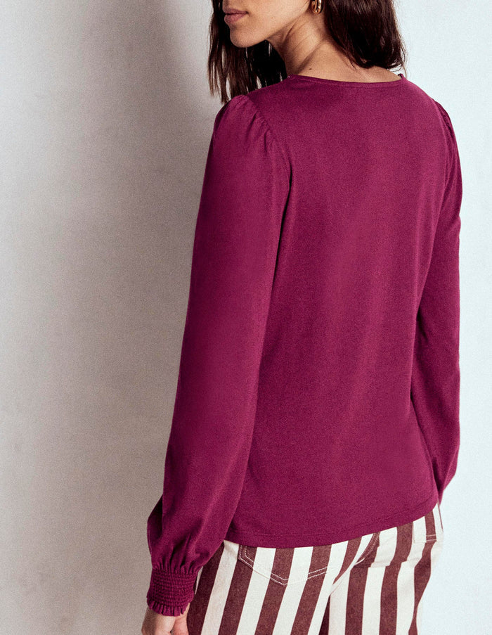 Smocked Cuff Supersoft Top Deep Wisteria