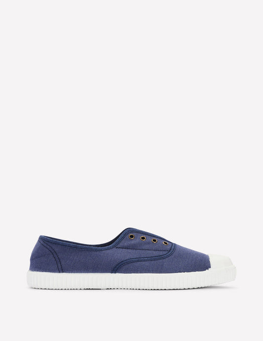 Laceless Canvas Plimsoll Navy