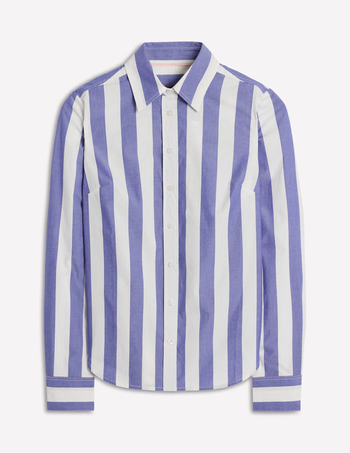 Sienna Cotton Shirt Bright Blue and Ivory Stripe