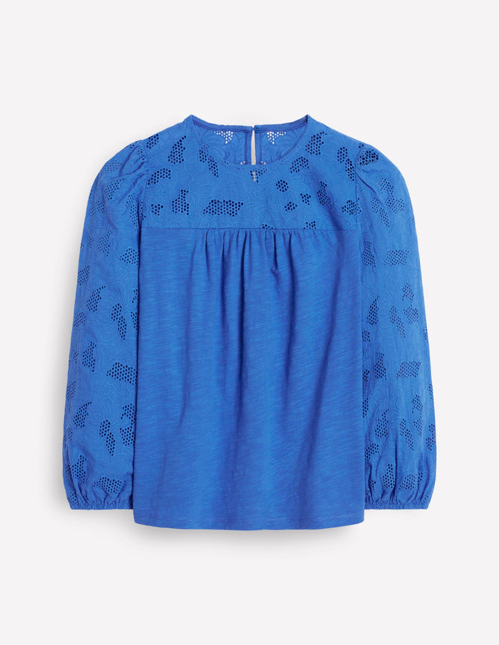 May Broderie Top Cabana Blue