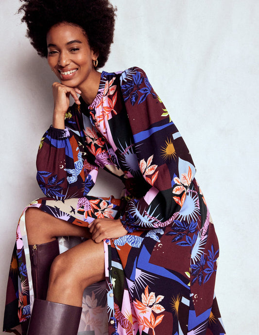 Mae Occasion Maxi Shirt Dress Multi, Cosmic Savanna