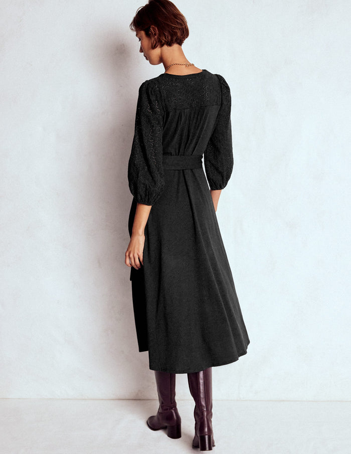 Eden Broderie Jersey Dress Black