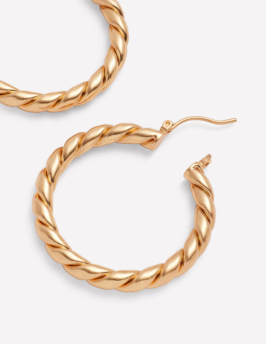 Large Chunky Twist Hoops Gold