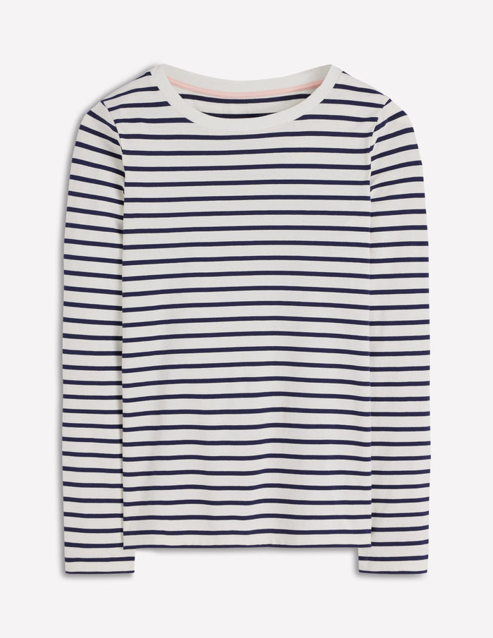 Olivia Long Sleeve Breton Ivory, Navy