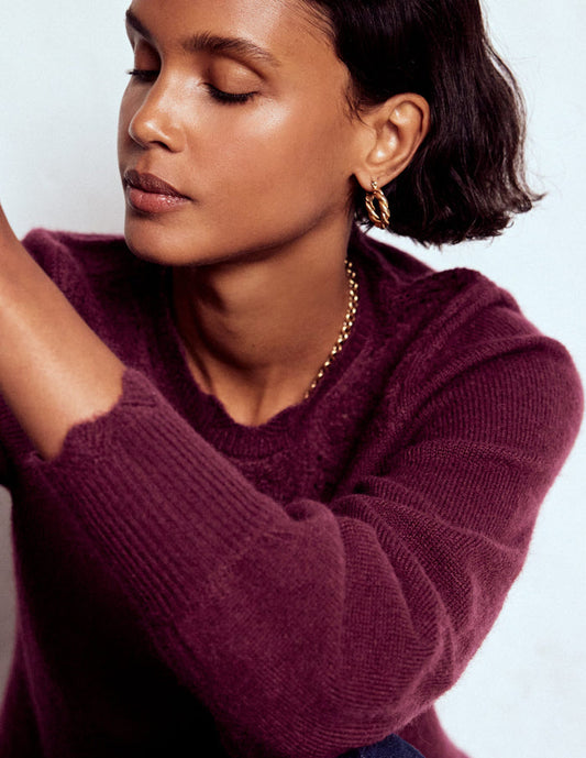 Fluffy Embroidered Sweater Deep Wisteria