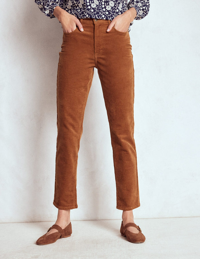 High-Waisted Cord Slim Jeans Ginger
