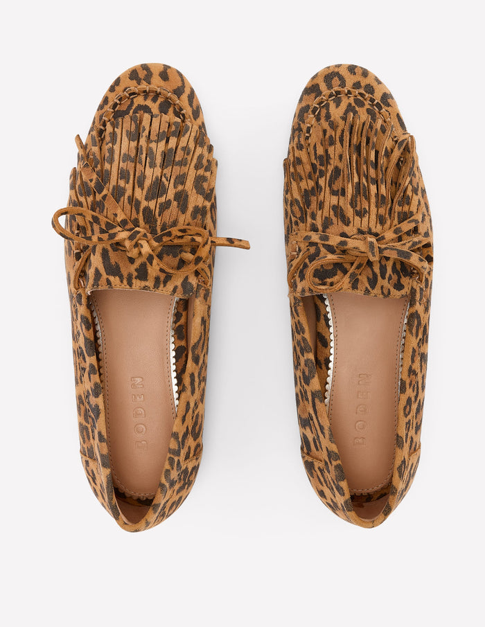 Soft Tassel Deck Shoes Leopard