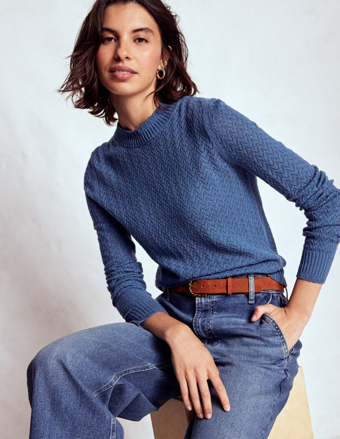 Diane Pointelle Sweater Denim Blue