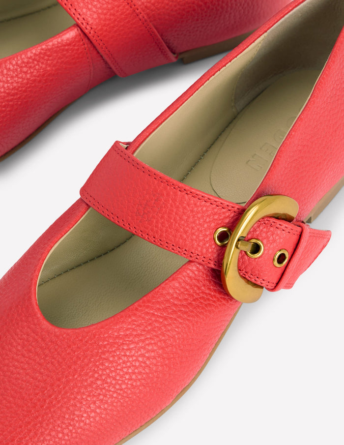 Kylie Flat Buckle Mary Jane Post Box Red