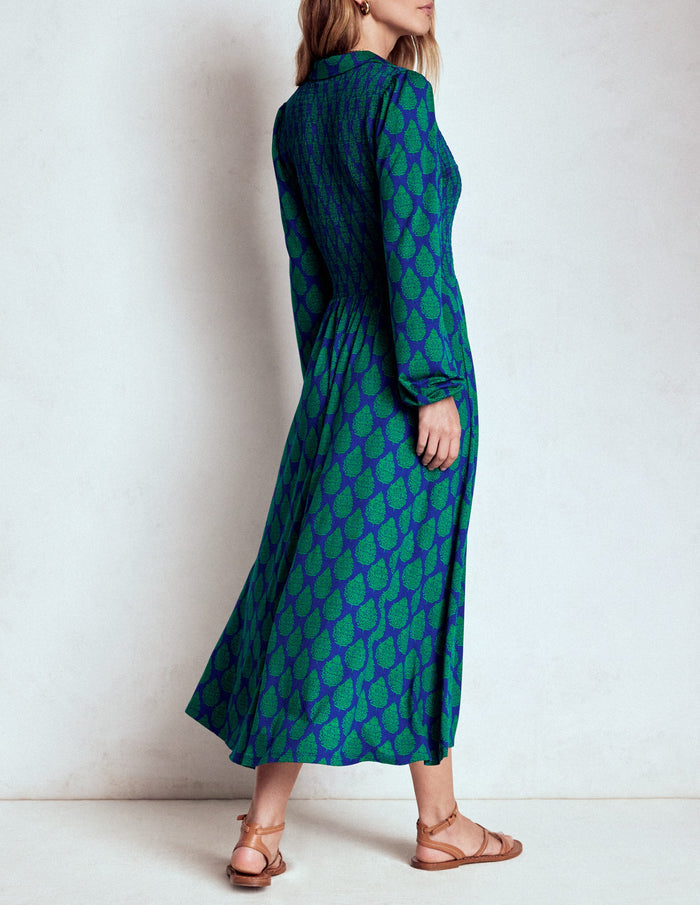 Smocked Jersey Shirt Dress Blue, Wildflower Bouquet
