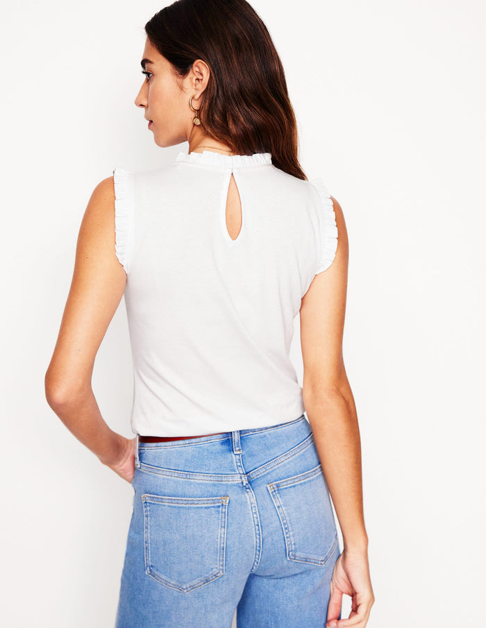 Supersoft Frill Detail Vest White