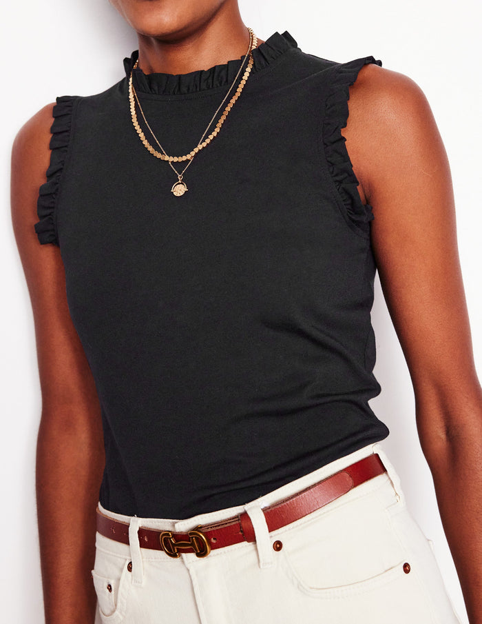 Supersoft Frill Detail Vest Black