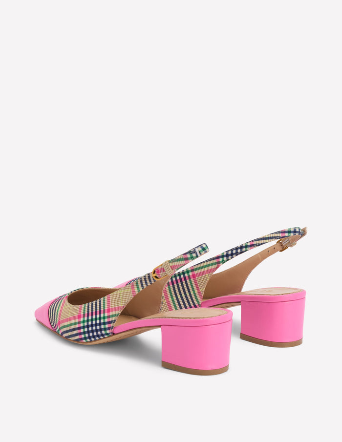 Ailsa Block Heel Slingbacks Multi Check