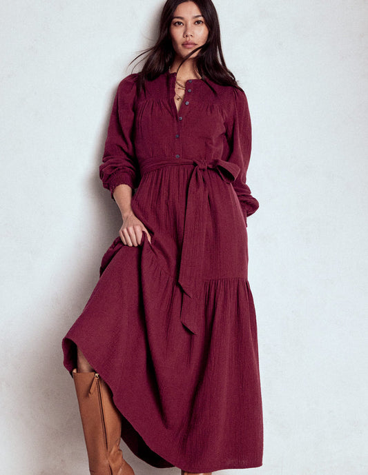 Cecily Double Cloth Midi Dress Deep Wisteria