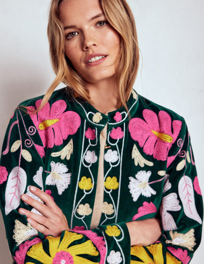 Embroidered Souvenir Jacket Emerald Night Embroidery