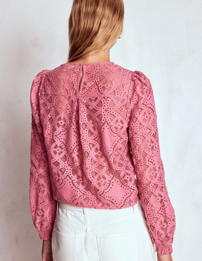 Lace Crew Neck Top Heather Rose