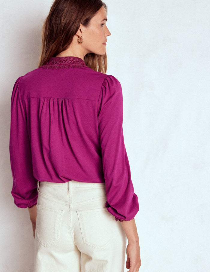 Lace Collar Blouse Rich Magenta
