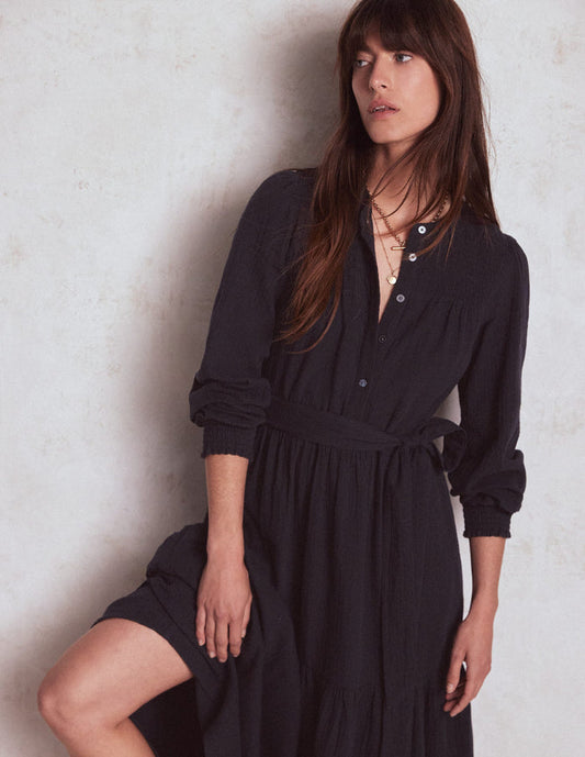Cecily Double Cloth Midi Dress Midnight Blue