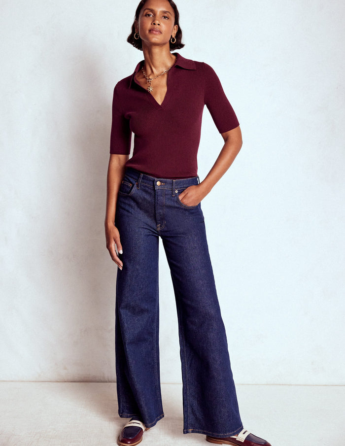 Rib Henley Top Deep Wisteria