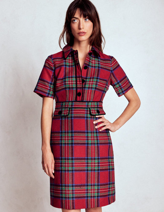 Eda Check Shift Dress Red, Blue and Green Check