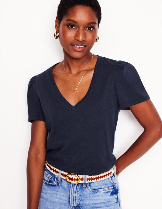 Short Sleeve V Neck T-shirt Navy