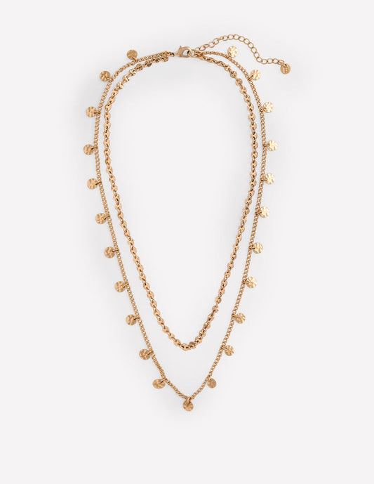 Hammered Disk Layered Necklace Gold Colour