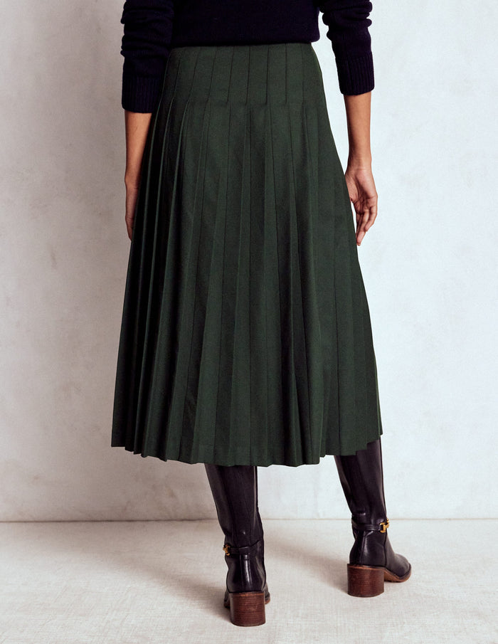 Josephine Kilt Midi Skirt Hunter Green