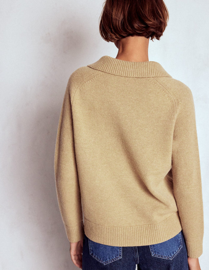 Marion Merino Henley Sweater Camel Melange