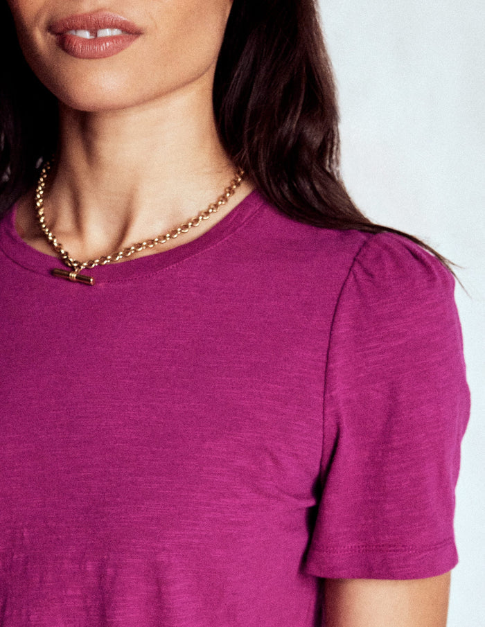 Cotton Puff Sleeve T-Shirt Rich Magenta